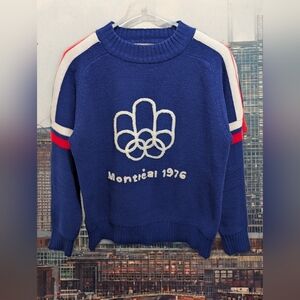 Rare Vintage Rendale Montreal 1976 Olympics Blue Crewneck Sweater Large